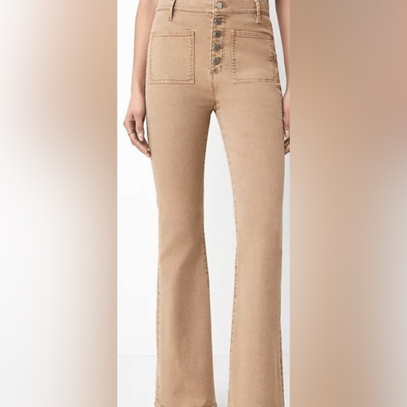 Ann Taylor Denim - Ann Taylor 10 Petite Beige/Tan “The Patch Pocket Flare Jean” -